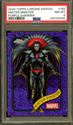 Topps Chrome Marvel 2025 - Mister Sinister Purple Shimmer 9/75 #155 - PSA 8