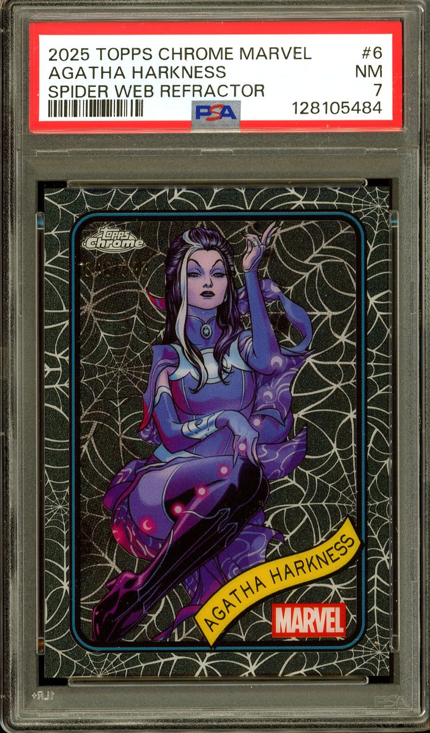 Topps Chrome Marvel 2025 - Agatha Harkness Web Refractor 46/399 #6 - PSA 7