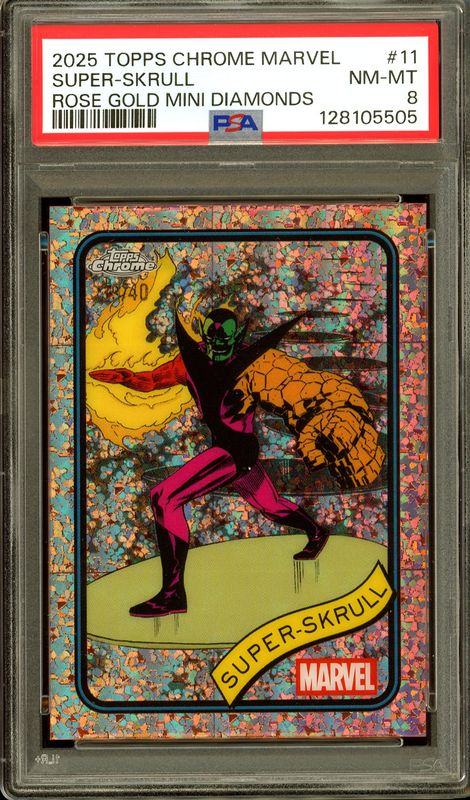 Topps Chrome Marvel 2025 - Super-Skrull Rose Gold Mini Diamonds 39/40 #11 - PSA 8