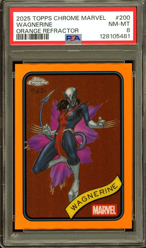 Topps Chrome Marvel 2025 - Wagnerine Orange Refractor 5/25 #200 - PSA 8