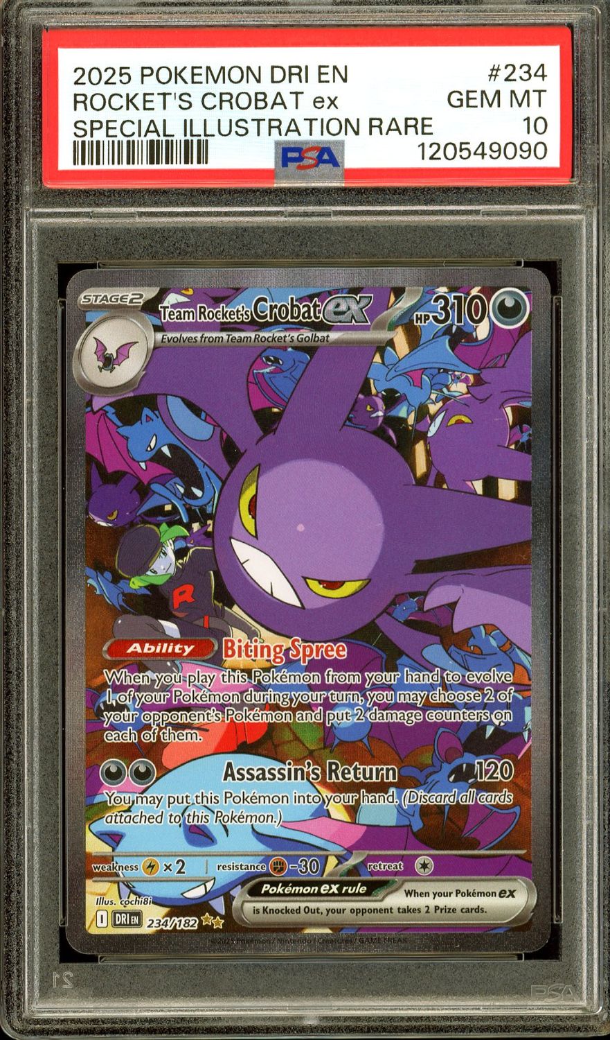 Pokemon Destined Rivals 2025 - Team Rocket’s Crobat EX #234 - PSA 10