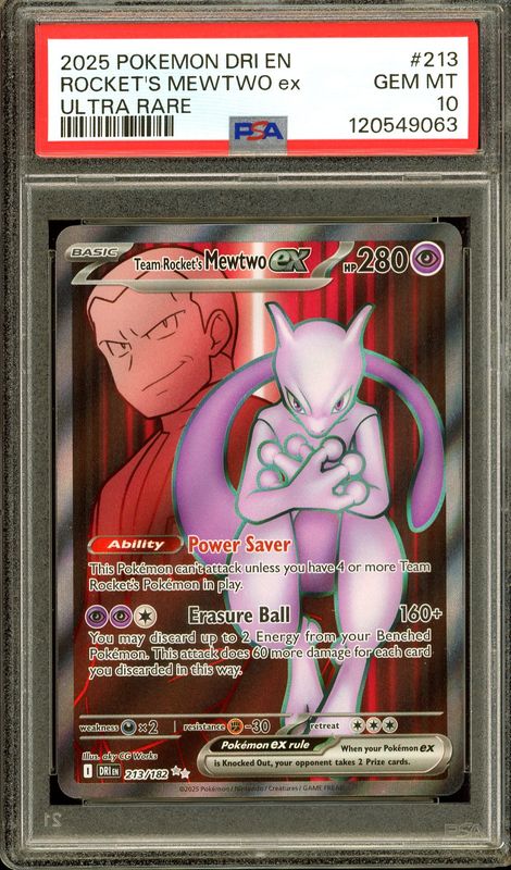 Pokemon Destined Rivals 2025 - Team Rocket’s Mewtwo EX #213 - PSA 10