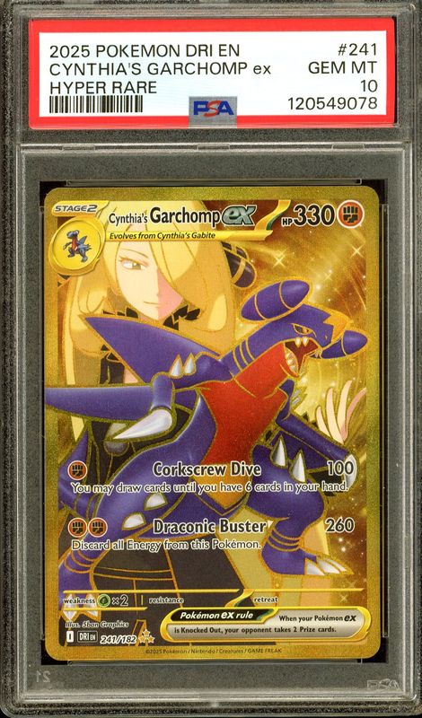 Pokemon Destined Rivals 2025 - Cynthia’s Garchomp EX #241 - PSA 10