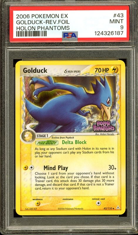 Pokemon Holon Phantoms 2006 - Golduck Reverse Holo #43 - PSA 9