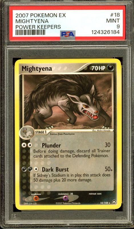 Pokemon Power Keepers 2007 - Mightyena #18 - PSA 9
