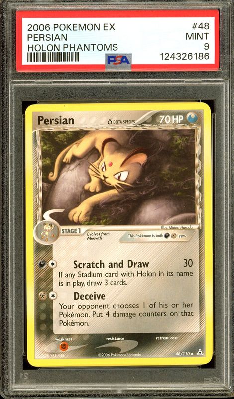 Pokemon Holon Phantoms 2006 - Persian #48 - PSA 9