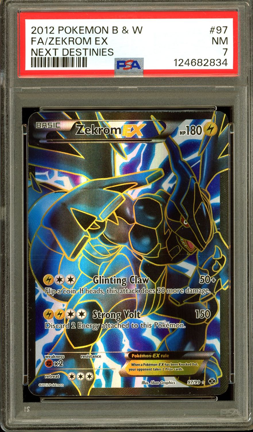 Pokemon Next Destinies 2012 - Zekrom EX #97 - PSA 7
