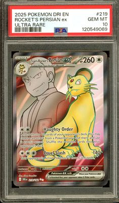 Pokemon Destined Rivals 2025 - Team Rocket’s Persian EX #219 - PSA 10