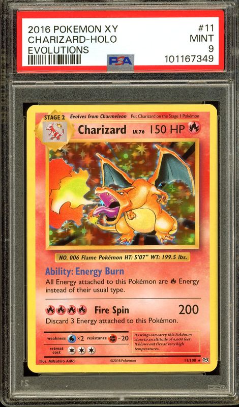 Pokemon XY Evolutions 2016 - Charizard Holo #11 - PSA 9
