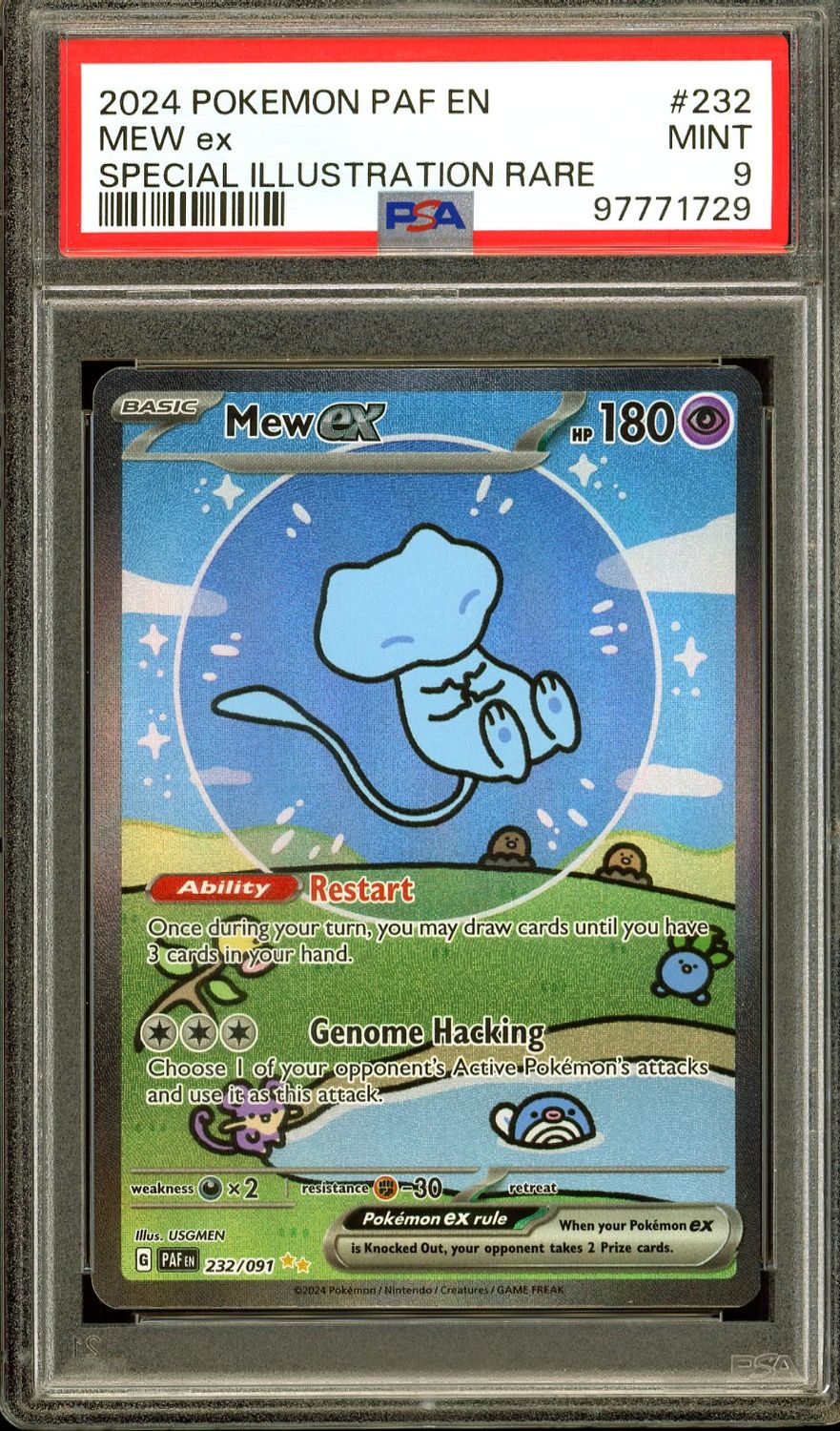 Pokemon Paldean Fates 2024 - Mew EX #232 - PSA 9