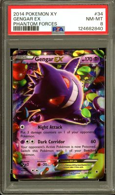 Pokemon Phantom Forces 2014 - Gengar EX #34 - PSA 8