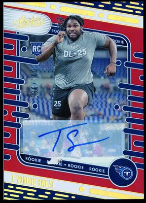 Panini Absolute Football 2024 - T’Vondre Sweat RC Auto Spectrum Red 60/100 #138