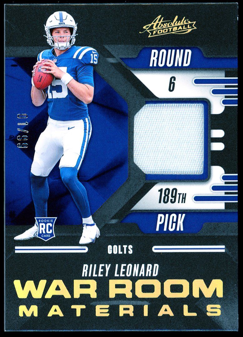 Panini Absolute Football 2025 War Room Materials - Riley Leonard RC 1/99 Gold Jersey #WRM-RLD
