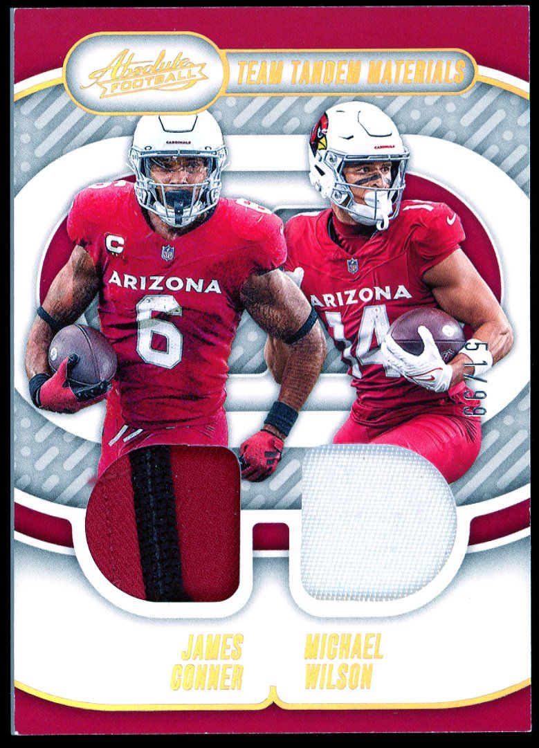 Panini Absolute Football 2024 Team Tandem Materials - James Conner &amp; Michael Wilson 51/99 #ARM-JMY