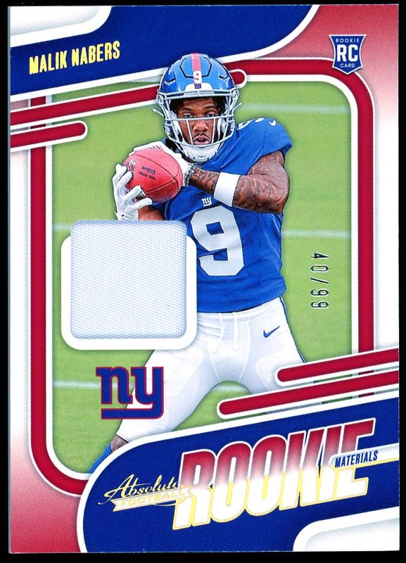 Panini Absolute Football 2024 Rookie Materials - Malik Nabers RC 40/99 Jersey #ARM-MNS