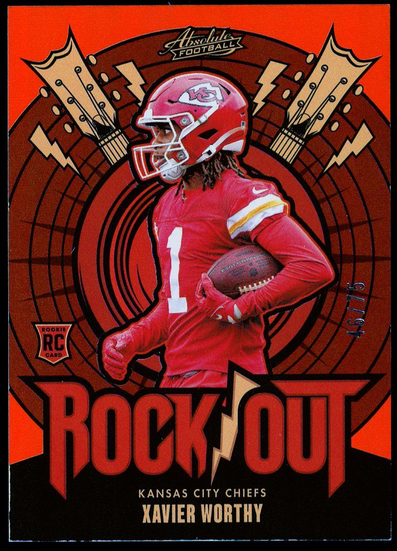 Panini Absolute Football 2024 Rock Out - Xavier Worthy RC Orange Spectrum 46/75 #RO-XWY