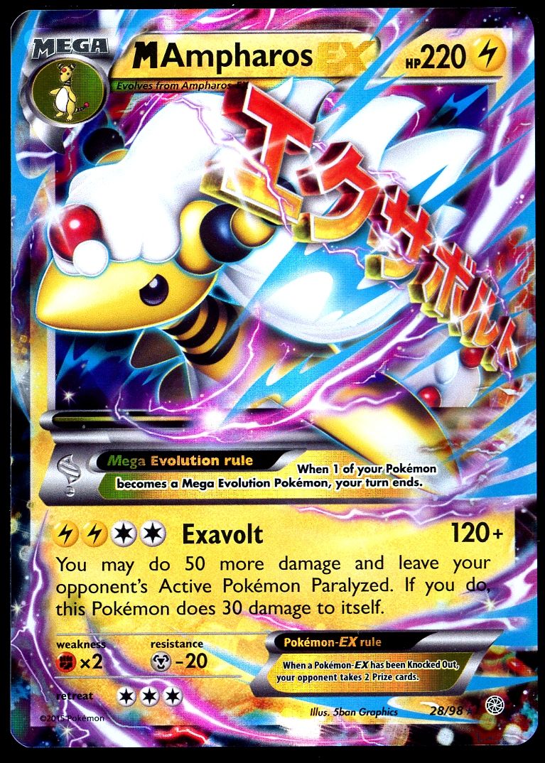 Pokemon Ancient Origins 2015 - M Ampharos EX #28