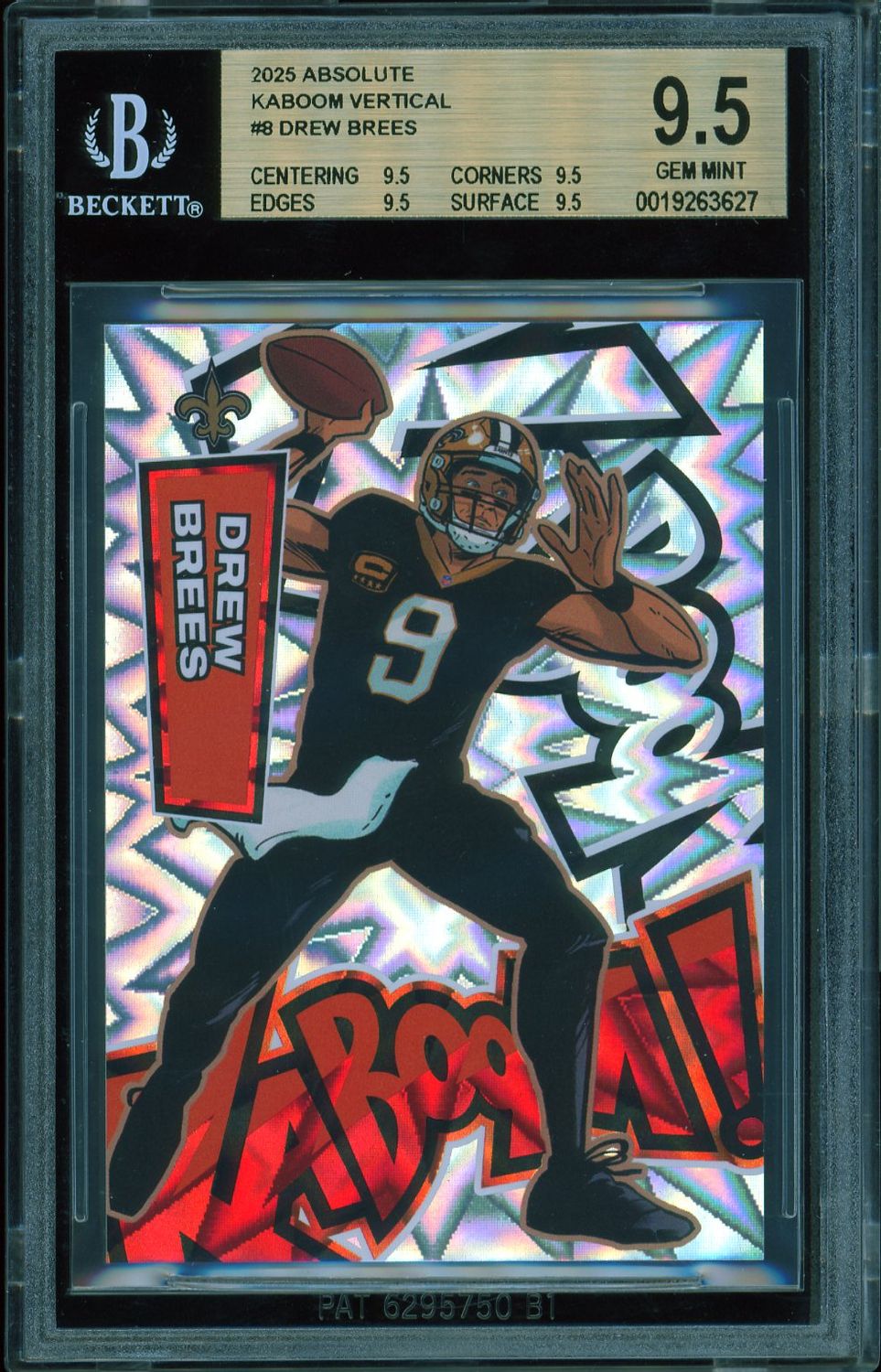 Panini Absolute Football 2025 Kaboom - Drew Brees #8 - Beckett 9.5 - POP 1