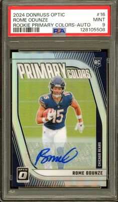 Panini Donruss Optic Football 2024 Rookie Primary Colors Autograph - Rome Odunze RC 76/99 #16 - PSA 9