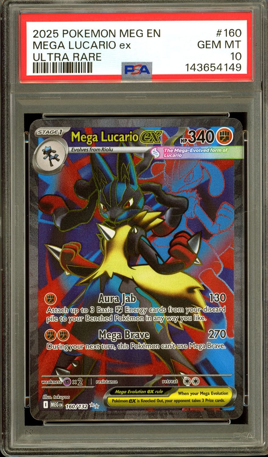 Pokemon Mega Evolution 2025 - Mega Lucario EX #160 - PSA 10