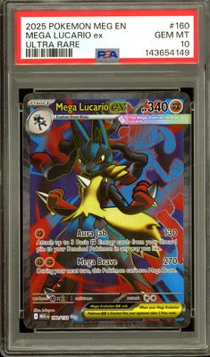Pokemon Mega Evolution 2025 - Mega Lucario EX #160 - PSA 10