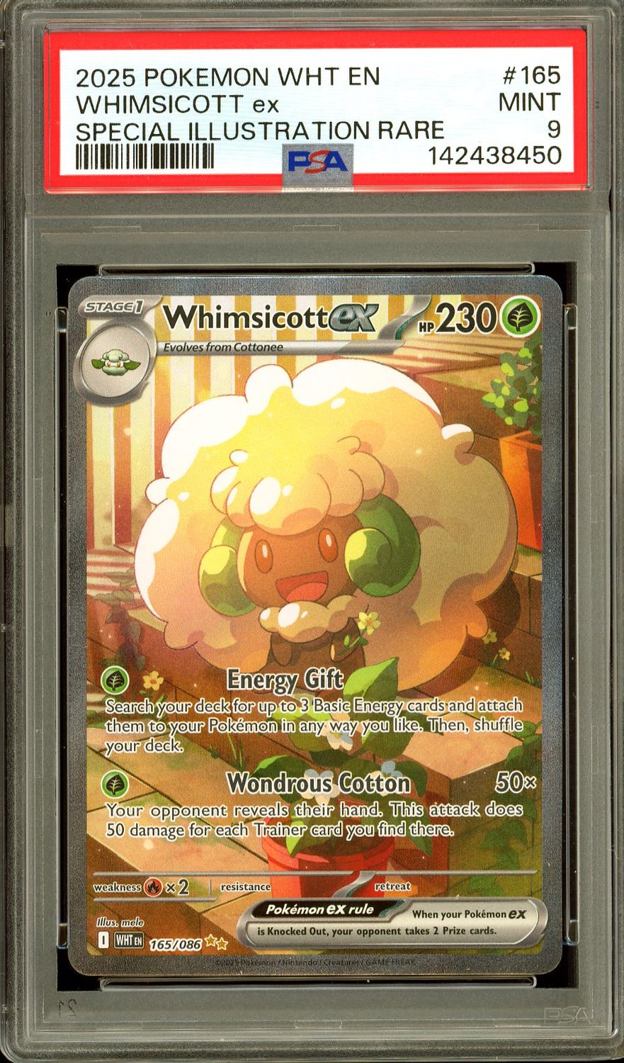 Pokemon White Flare 2025 - Whimsicott EX #165 - PSA 9