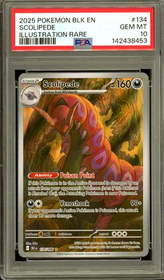 Pokemon Black Bolt 2025 - Scolipede #134 - PSA 10