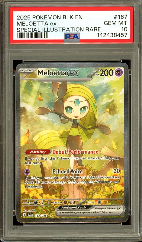 Pokemon Black Bolt 2025 - Meloetta EX #167 - PSA 10