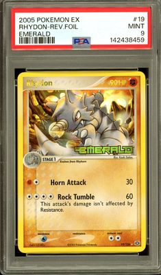 Pokemon Emerald 2005 - Rhydon Reverse Holo #19 - PSA 9