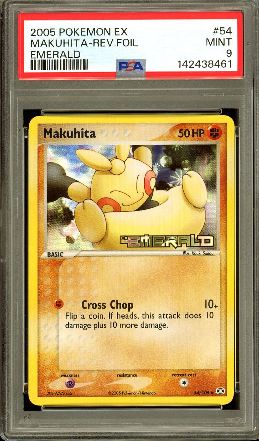 Pokemon Emerald 2005 - Makuhita Reverse Holo #54 - PSA 9
