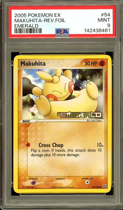 Pokemon Emerald 2005 - Makuhita Reverse Holo #54 - PSA 9