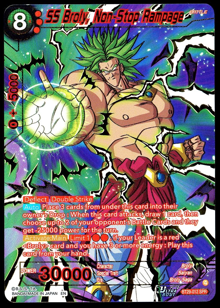 Dragon Ball Z Fearsome Rivals 2026 - SS Broly, Non-Stop Rampage #BT29-012 SPR