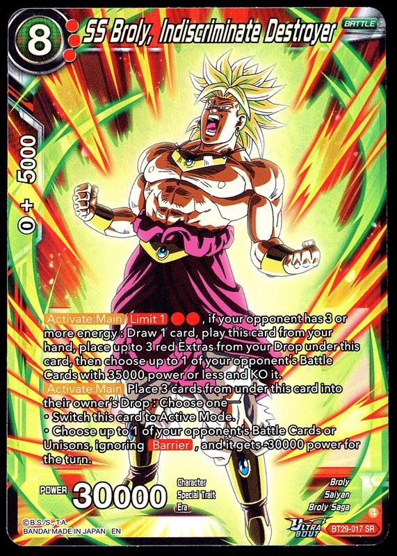 Dragon Ball Z Fearsome Rivals 2026 - SS Broly, Indiscriminate Destroyer #BT29-017