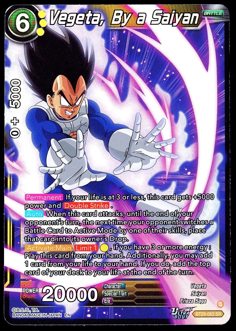 Dragon Ball Z Fearsome Rivals 2026 - Vegeta, By a Saiyan #BT29-063