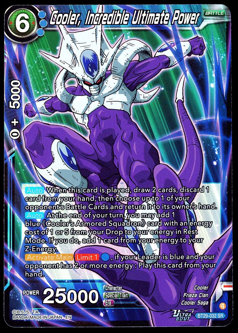 Dragon Ball Z Fearsome Rivals 2026 - Cooler, Incredible Ultimate Power #BT29-032 SR