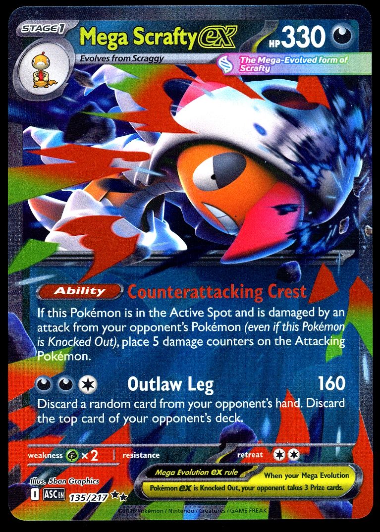 Pokemon Ascended Heroes 2026 - Mega Scrafty EX #135