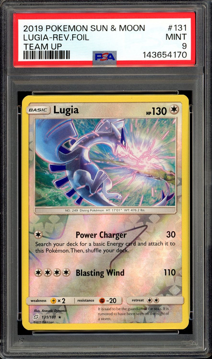 Pokemon Team Up 2019 - Lugia Reverse Holo #131 - PSA 9