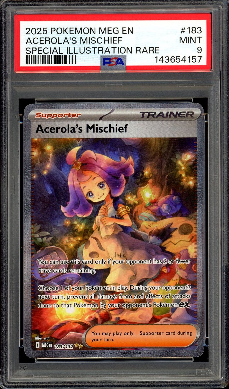 Pokemon Mega Evolution 2025 - Acerola’s Mischief #183 - PSA 9