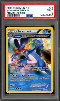 Pokemon Primal Clash 2015 - Swampert Holo #36 - PSA 9