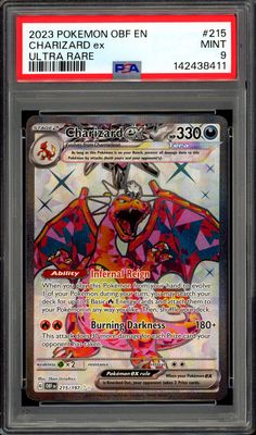 Pokemon Obsidian Flames 2023 - Charizard EX #215 - PSA 9