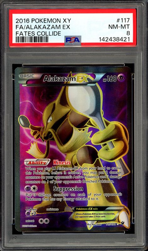 Pokemon Fates Collide 2016 - Alakazam EX #117 - PSA 8