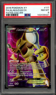 Pokemon Fates Collide 2016 - Alakazam EX #117 - PSA 8