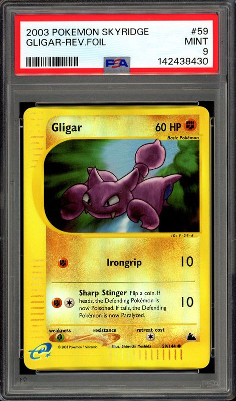 Pokemon Skyridge 2003 - Gligar Reverse Holo #59 - PSA 9
