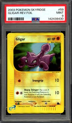 Pokemon Skyridge 2003 - Gligar Reverse Holo #59 - PSA 9
