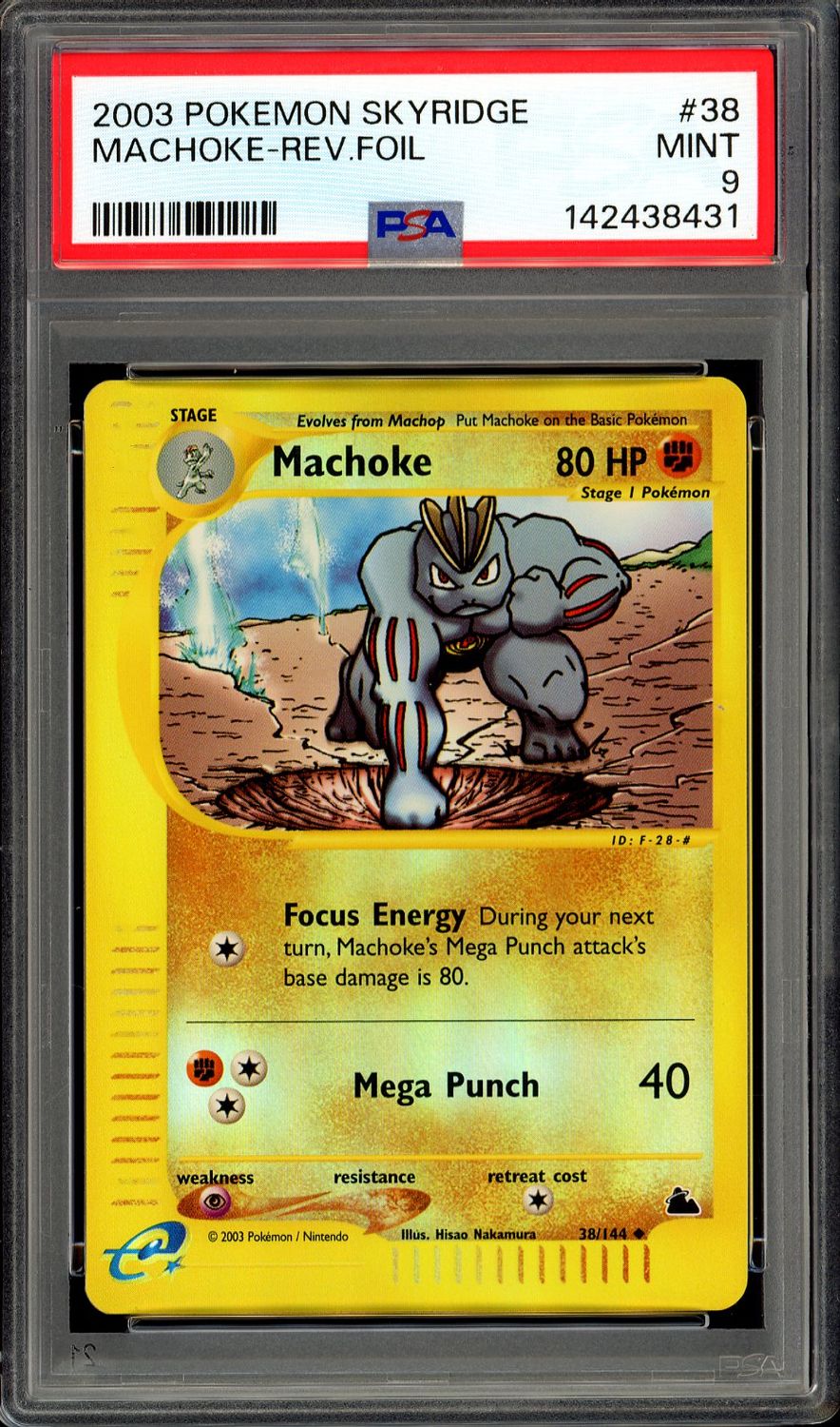 Pokemon Skyridge 2003 - Machoke Reverse Holo #38 - PSA 9