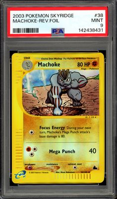 Pokemon Skyridge 2003 - Machoke Reverse Holo #38 - PSA 9