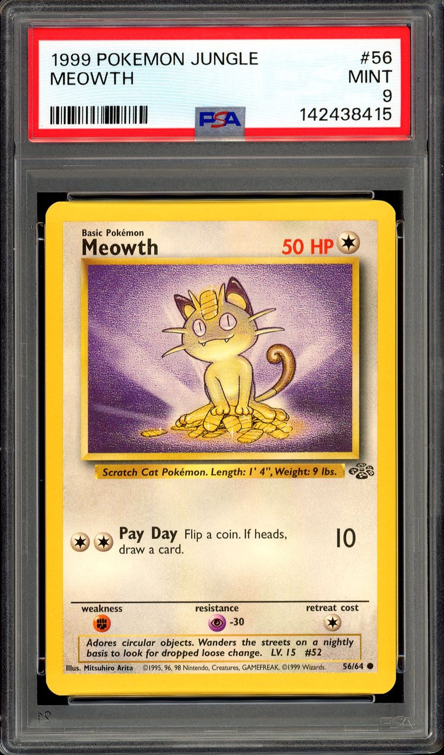 Pokemon Jungle 1999 - Meowth #56 - PSA 9