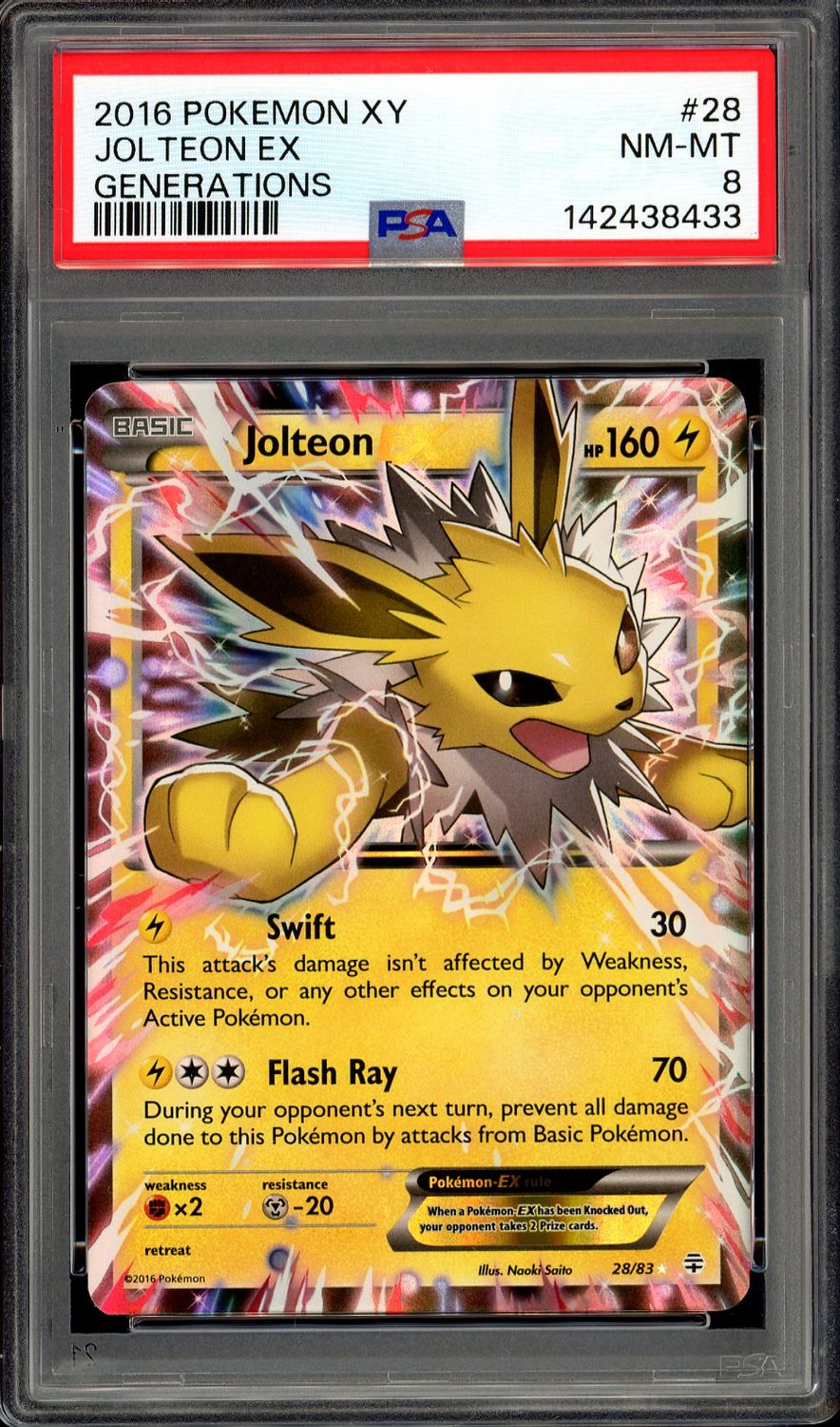 Pokemon Generations 2016 - Jolteon EX #28 - PSA 8