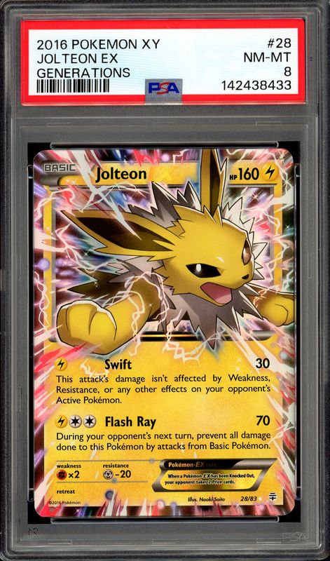 Pokemon Generations 2016 - Jolteon EX #28 - PSA 8