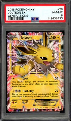 Pokemon Generations 2016 - Jolteon EX #28 - PSA 8